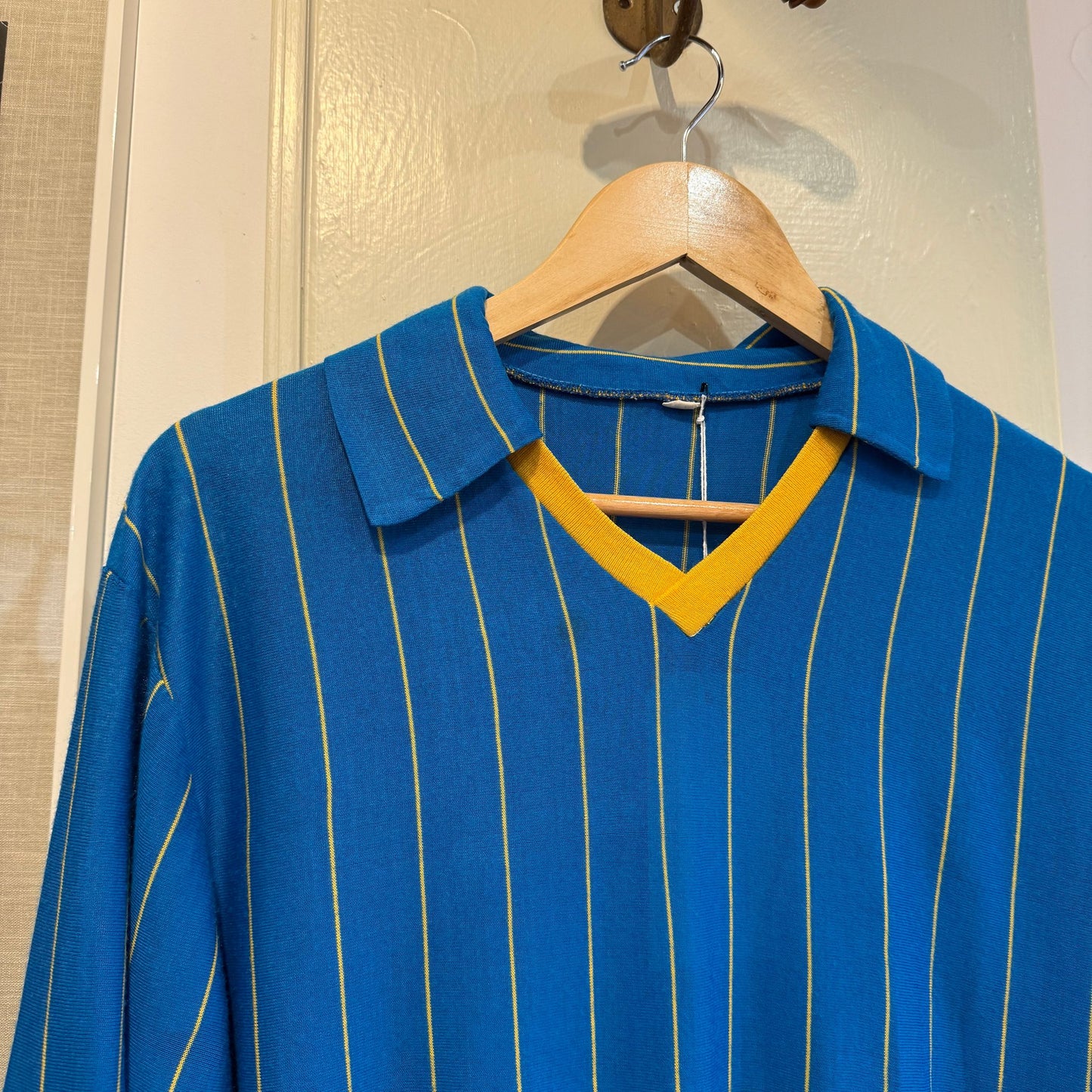 1970s Blue Striped Football Template Top