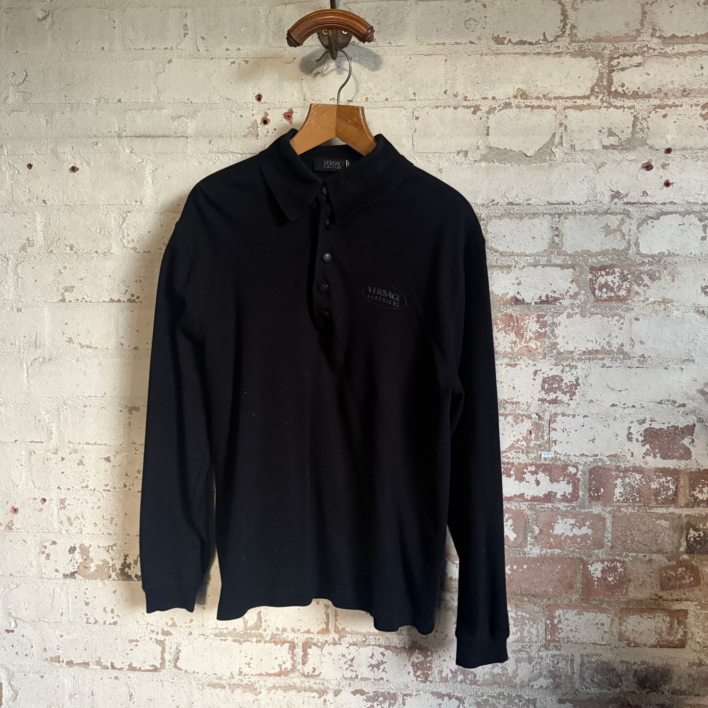 1990s Black Versace Button Sweatshirt