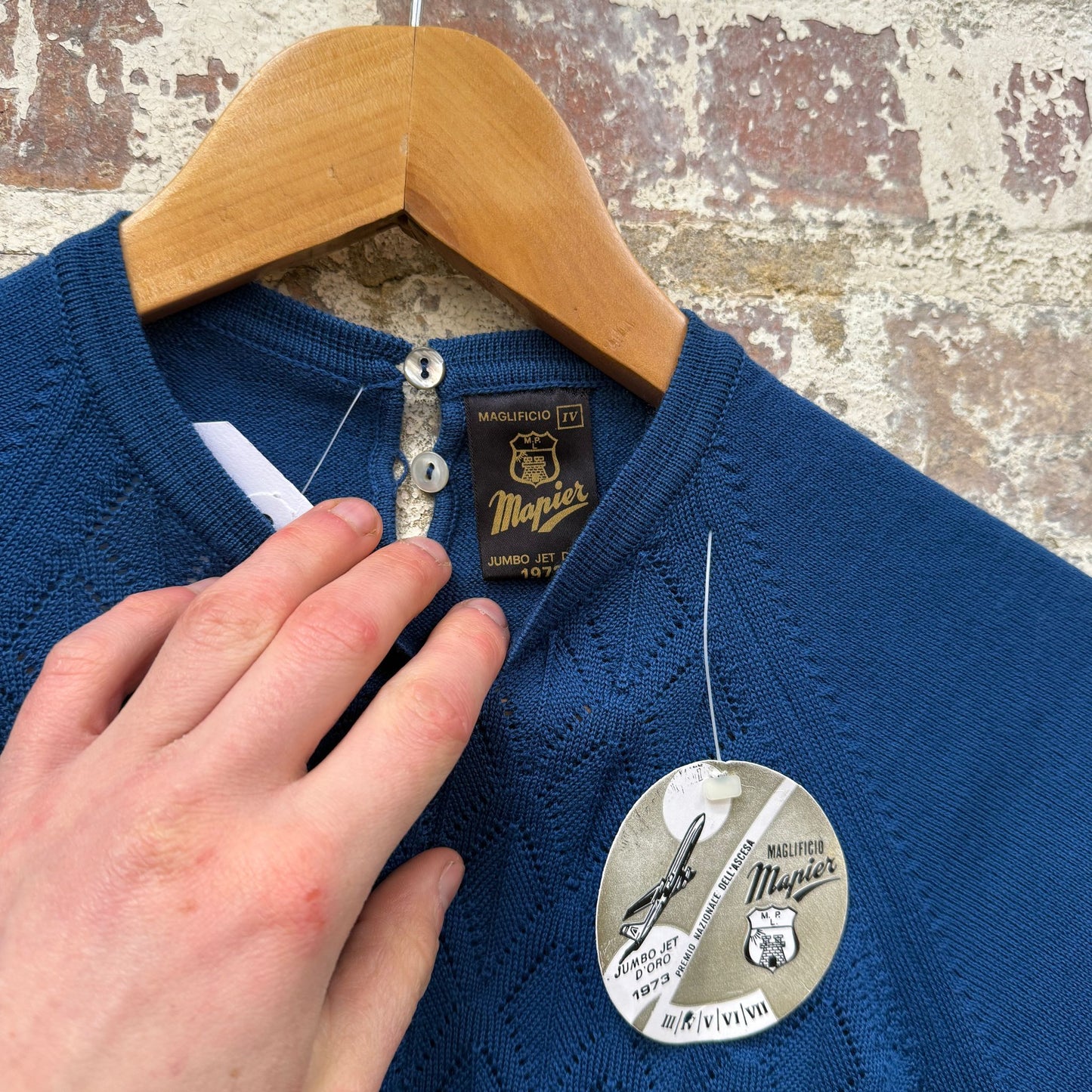 1970s Blue Italian Knitted Jumper