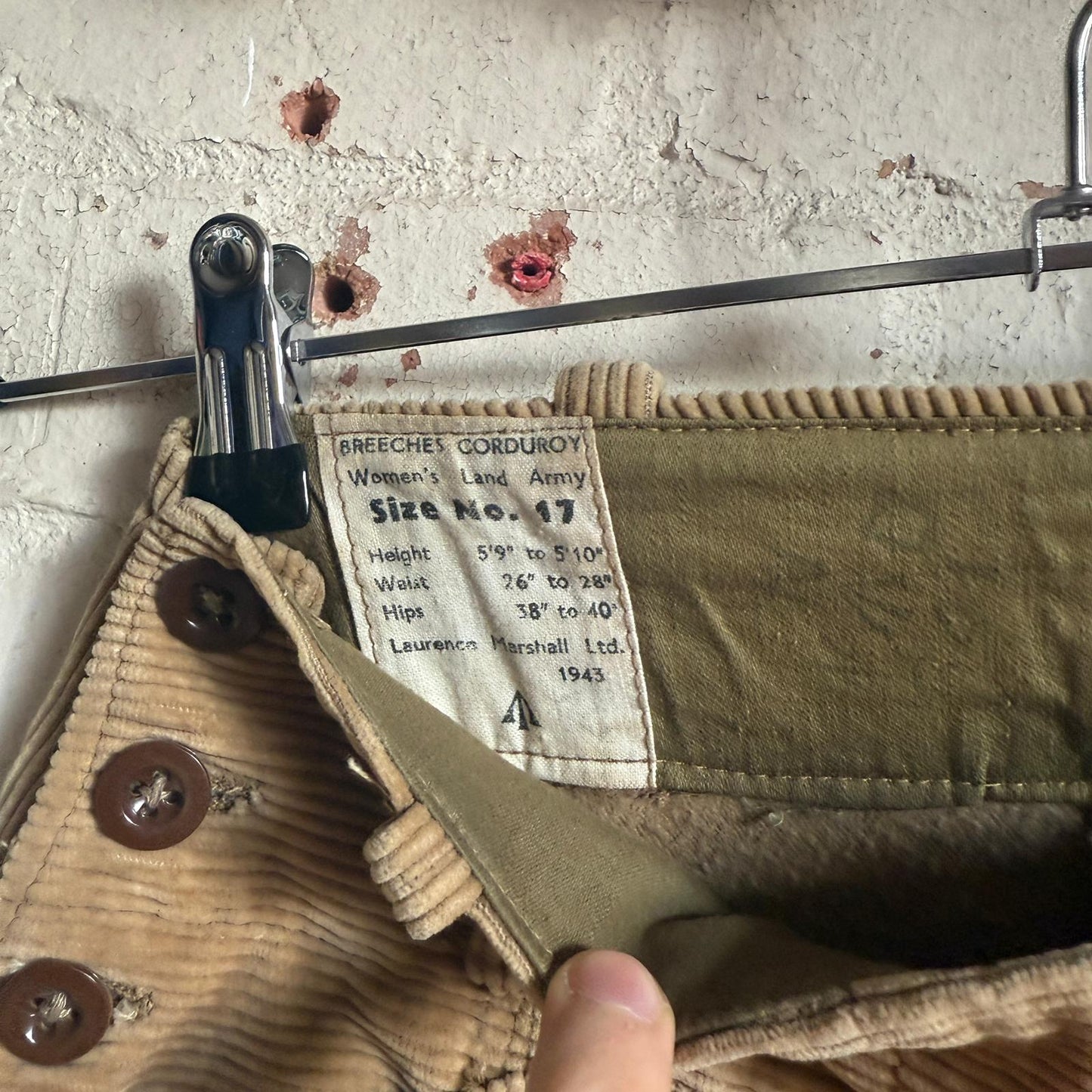 1940s WW2 Beige Corduroy Land Army Trousers