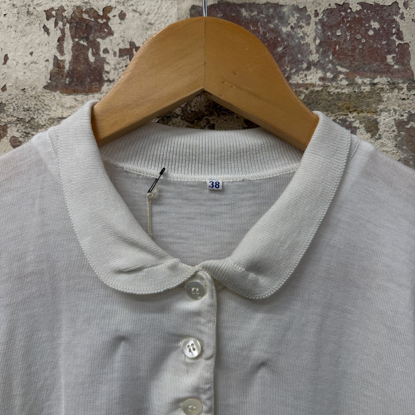 1970s White Merino Knitted Polo Shirt