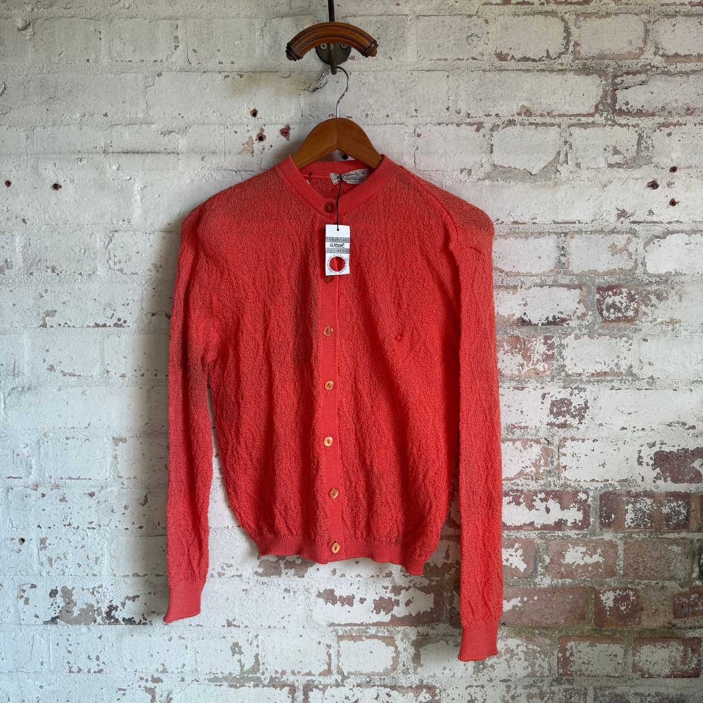 1970s Orange Knitted Cardigan Jumper