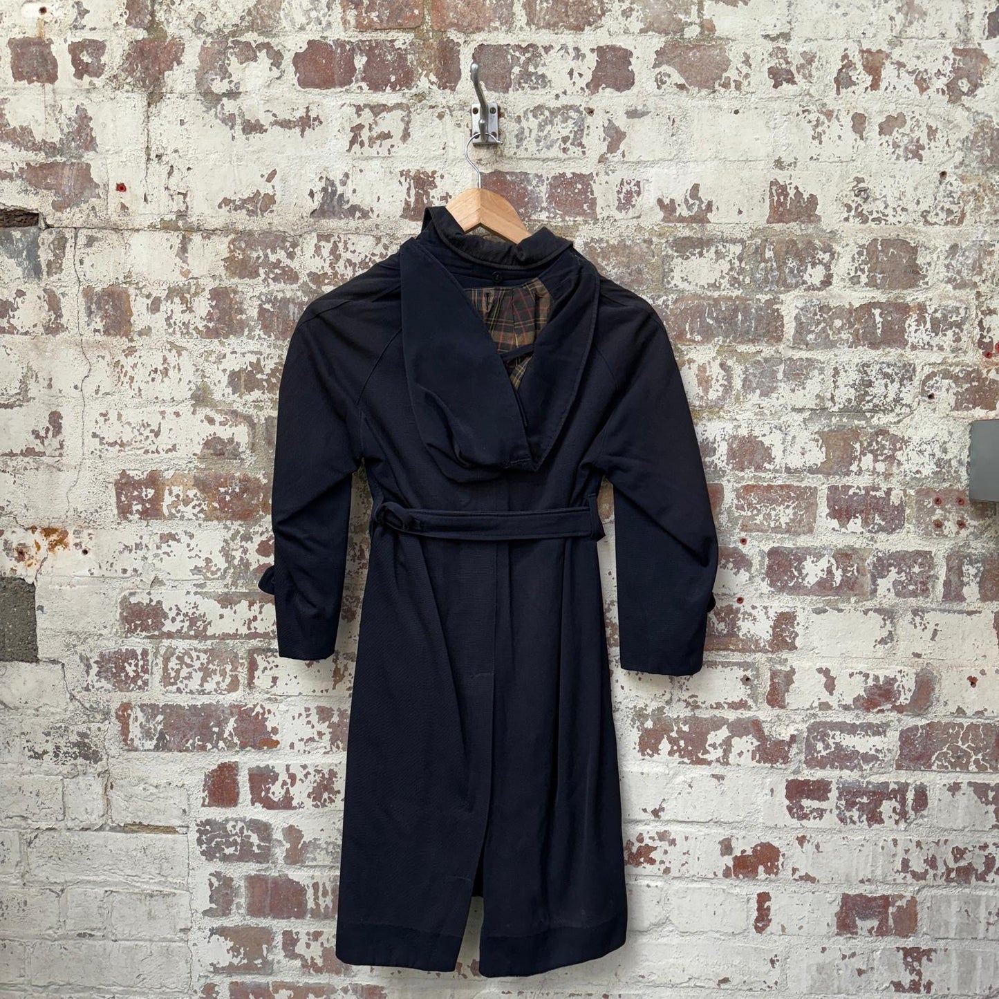 1930s 1940s Navy Gaberdine Belted Mac Jacket