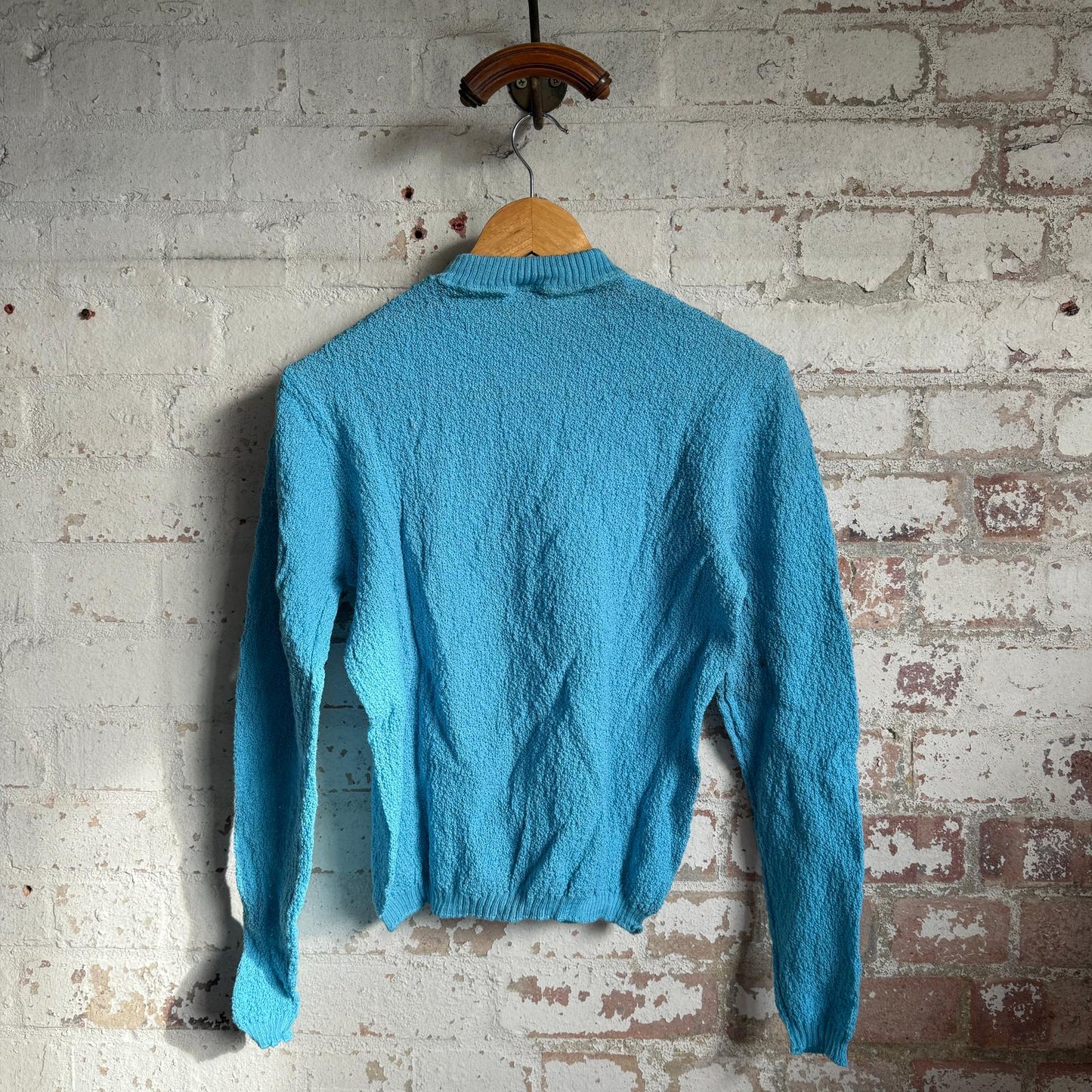 1950s Blue Wool British Knitted Cardigan