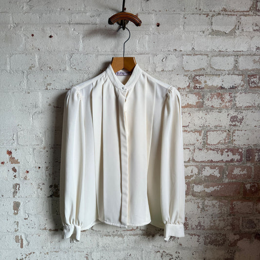 1970s Cream Chiffon French Blouse