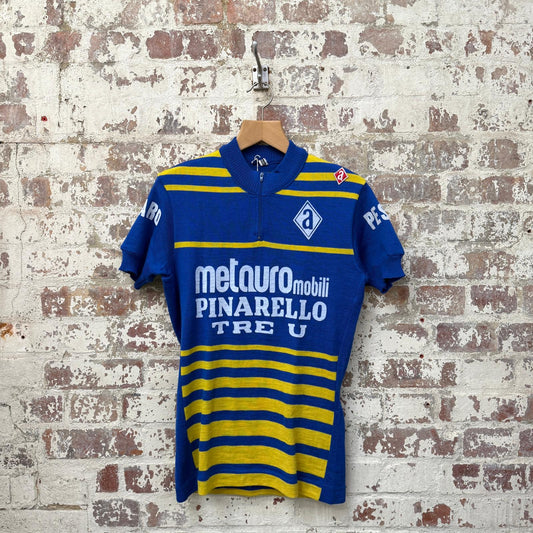 1970s Blue Cycling Knitted Zip Top