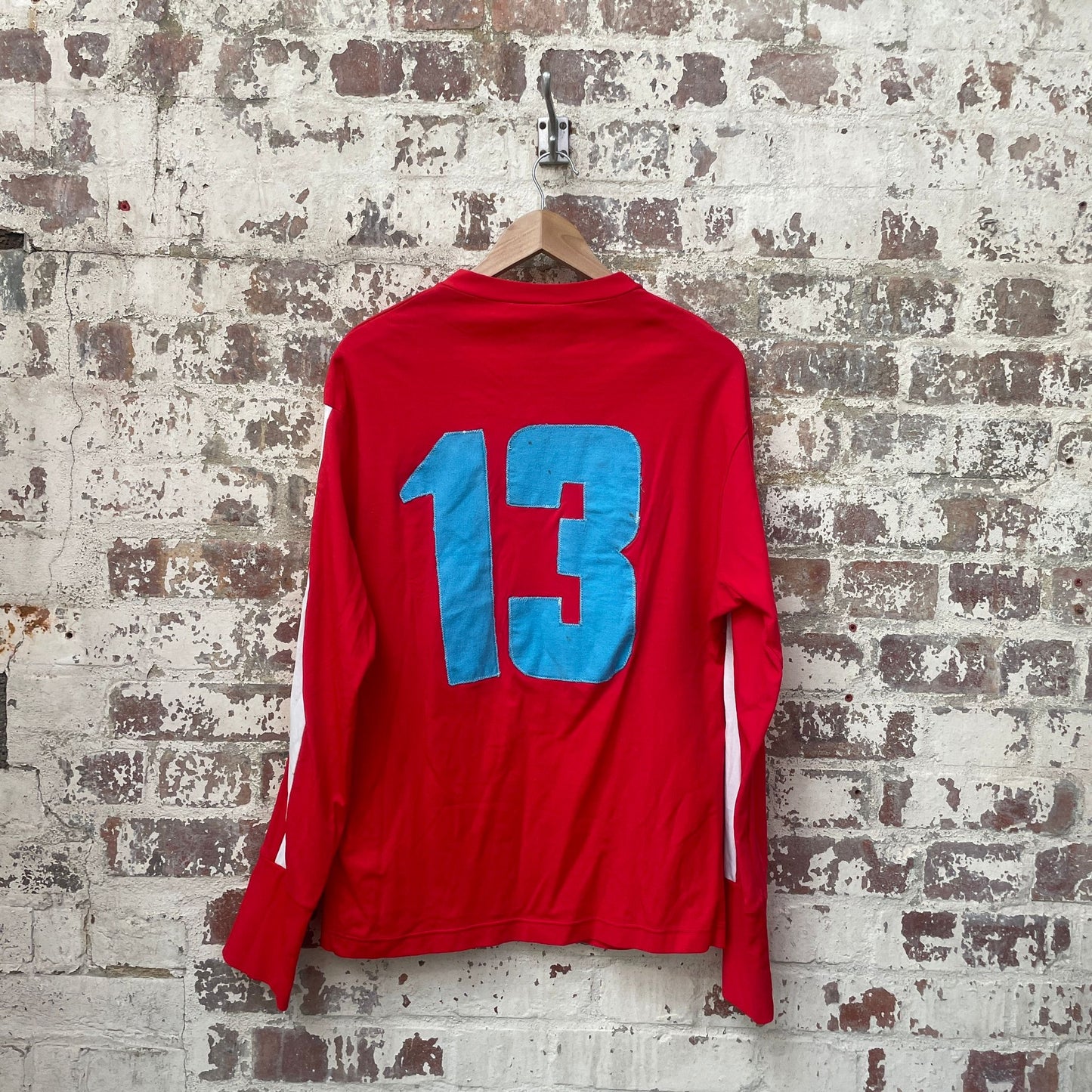 vintage 1970s 1980s Red long sleeve Football Template Shirt Top