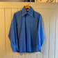 1970s Blue Cotton Dagger Collar Button Shirt