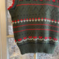 1970s Dark Green Graphic Print Knitted Tank Top