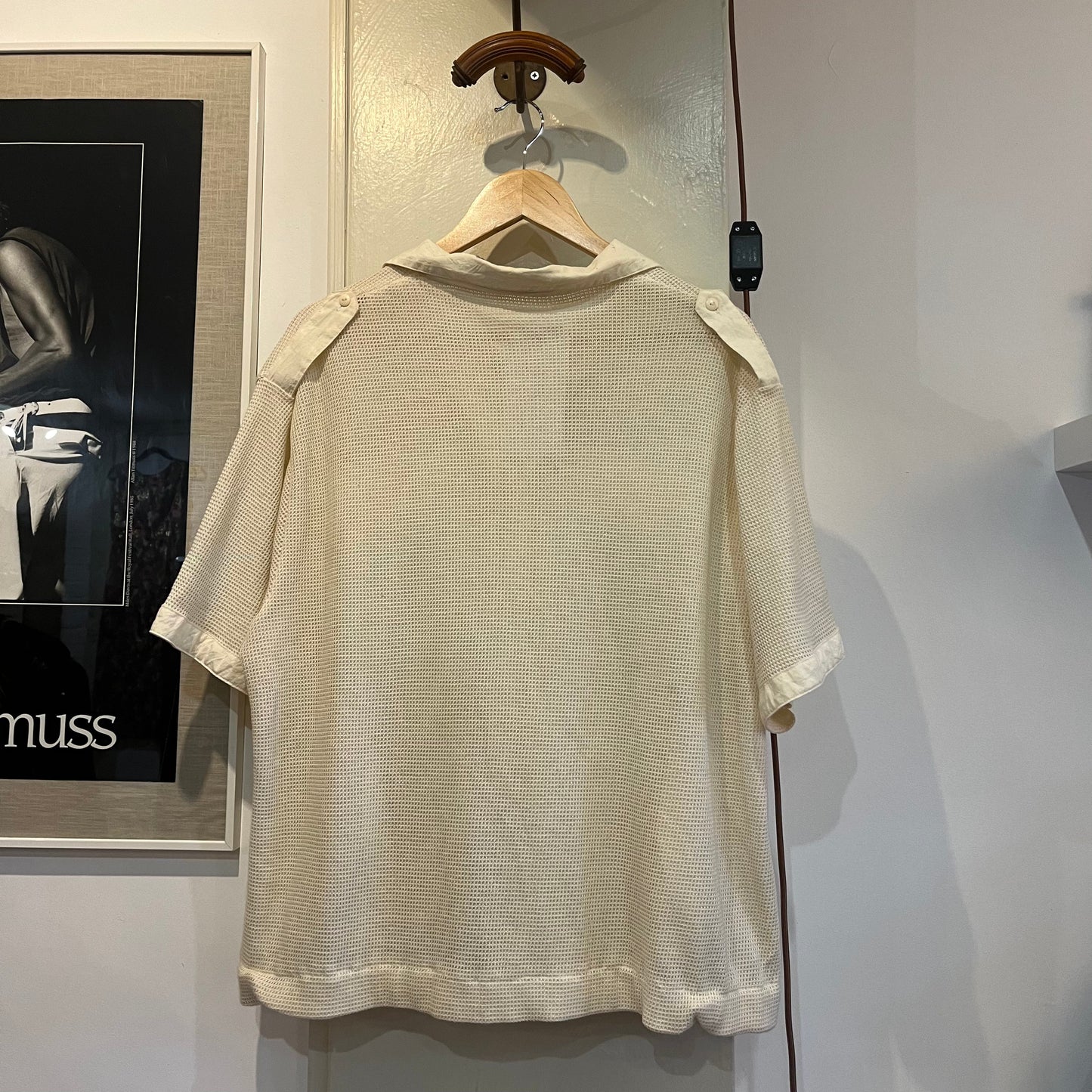 1970s Button Down Mesh Netting Shirt