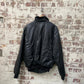 Vintage 1980s 1990s Black Leather Flight Bomber Jacket Coat
