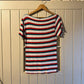 1970s Italian Striped Boat Neck Cotton T-Shirt Top