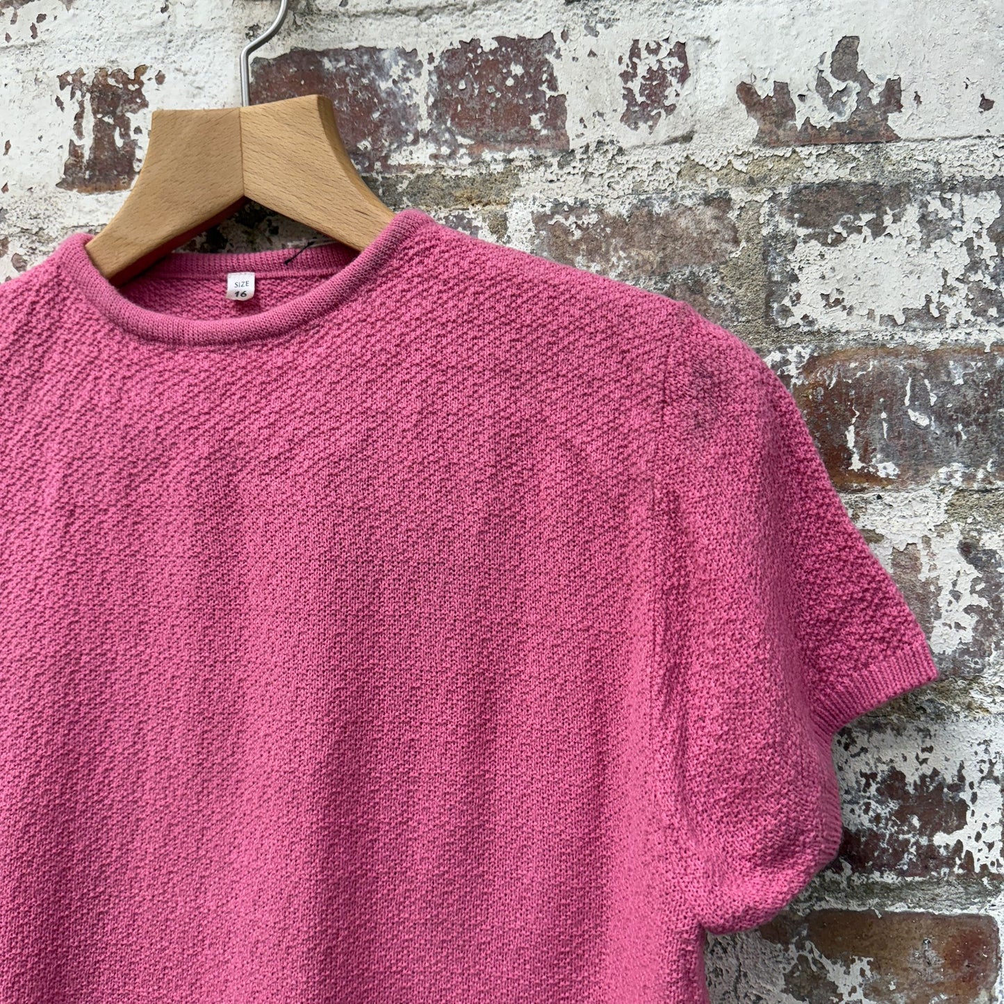 1960s Pink Wool Knitted T-Shirt Top
