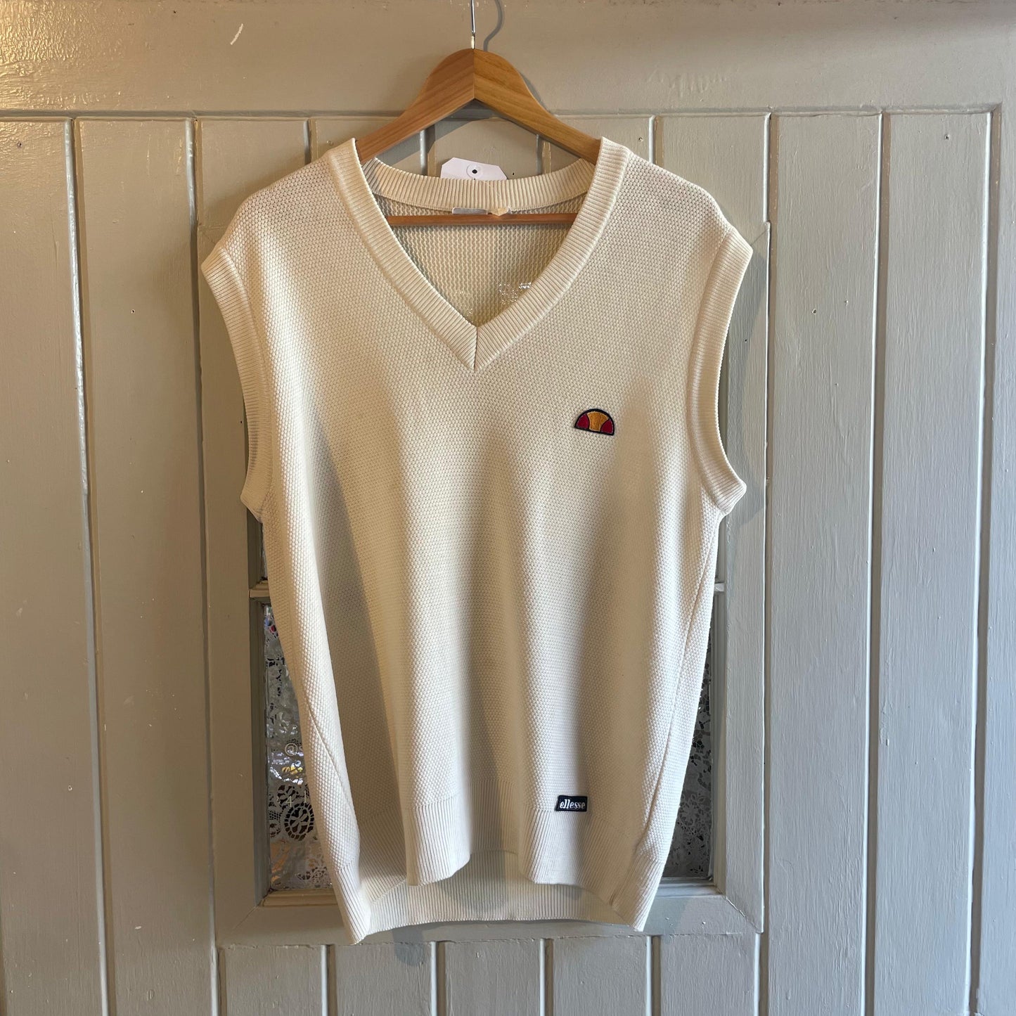 1980s Cream Ellesse Knitted Tank Top Sweater Vest