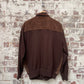 Vintage 1970s 1980s Brown Suede Leather Knitted Cardigan Jumper
