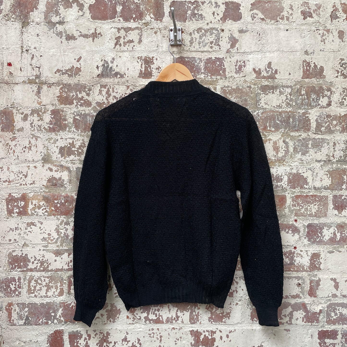 Vintage 1960s Black Knitted Deadstock Cardigan Jumper