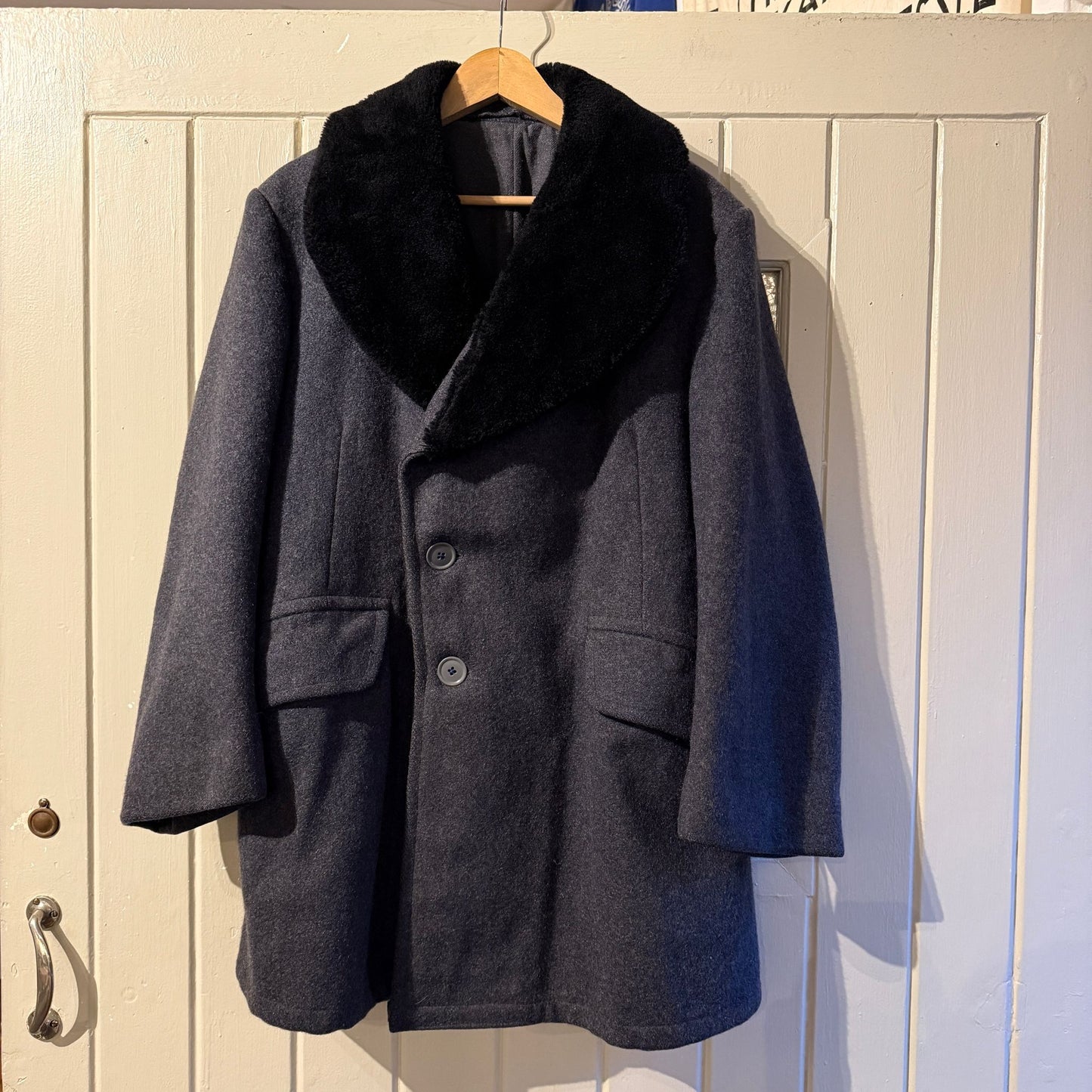 1940s 1942 British Military Wool Fur Naval Coat