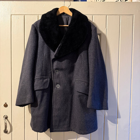 1940s 1942 British Military Wool Fur Naval Coat