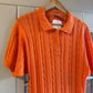 1980s Orange Cable Knitted Polo Shirt
