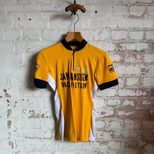 1970s Yellow Cycling Zip Shirt Top