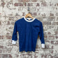 Vintage 1960s Blue Long Sleeve Top British Deadstock