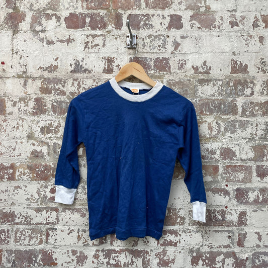 Vintage 1960s Blue Long Sleeve Top British Deadstock