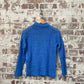Vintage 1970s 1980s Blue Knitted Crocket Long Sleeve Jumper
