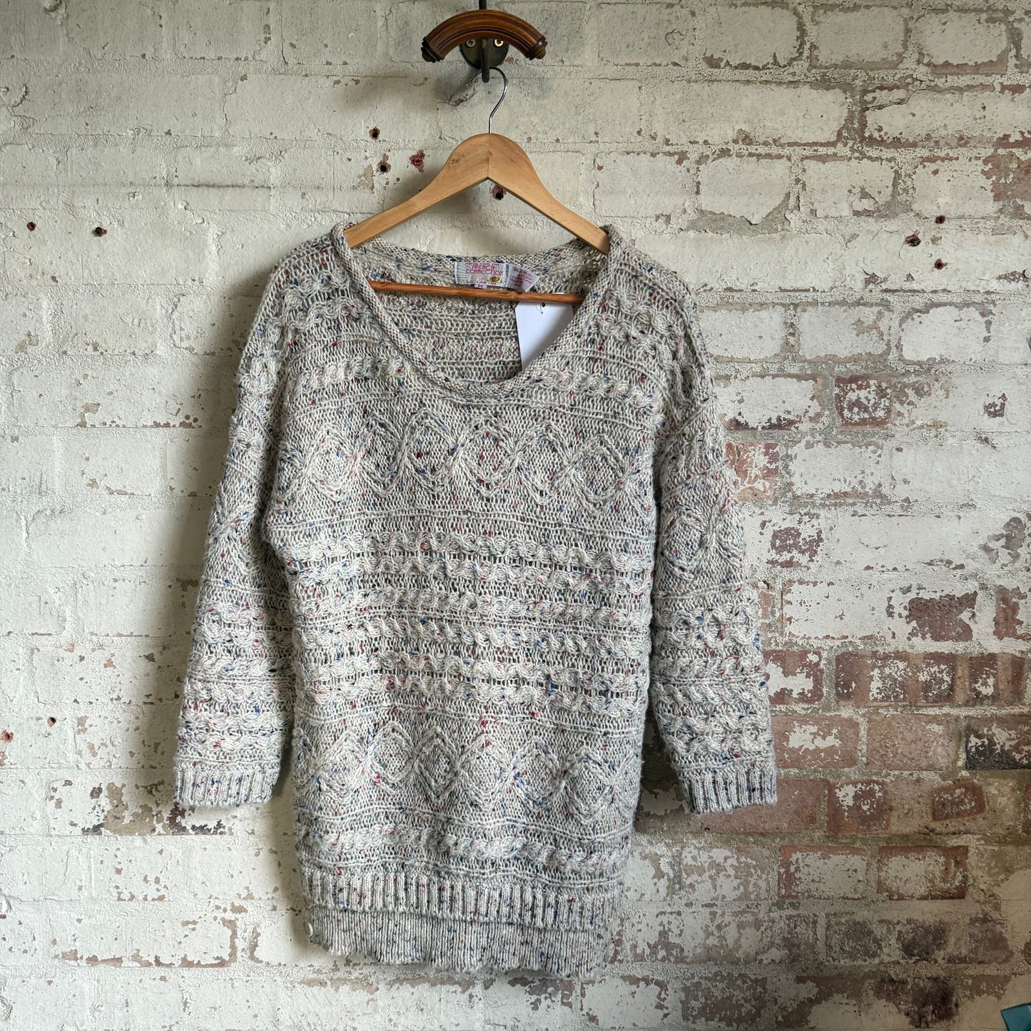 1980s Grey Knitted French Connection Jumper