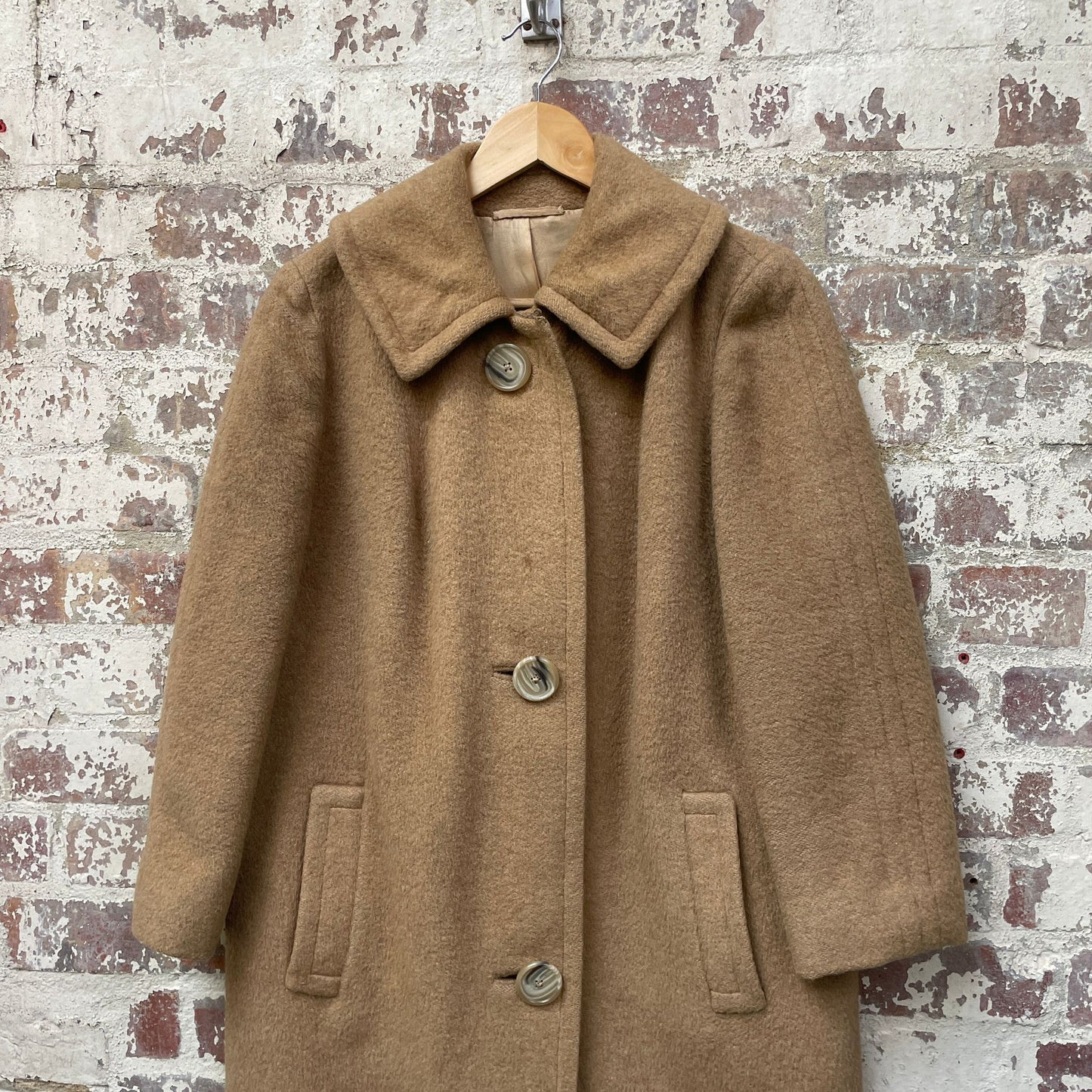 Vintage 1960s Beige Camel Long Jacket Coat