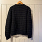 1970s Black Mohair Knitted Striped Cardigan Jumper
