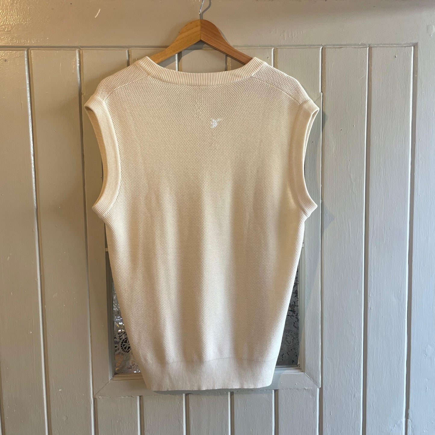 1980s Cream Ellesse Knitted Tank Top Sweater Vest