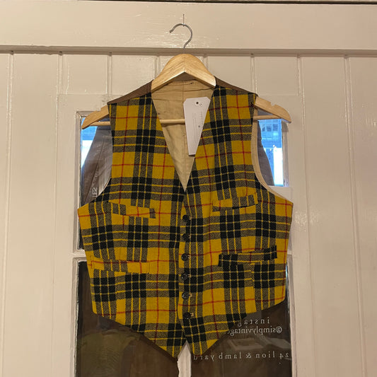 1960s Yellow British Tartan Waistcoat