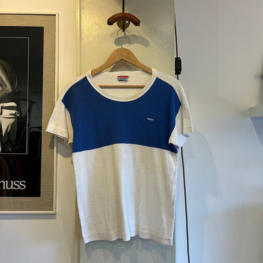 1970s Blue and White Waffle T-Shirt