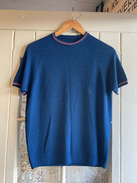 1960s Blue Knitted Round Neck T-Shirt