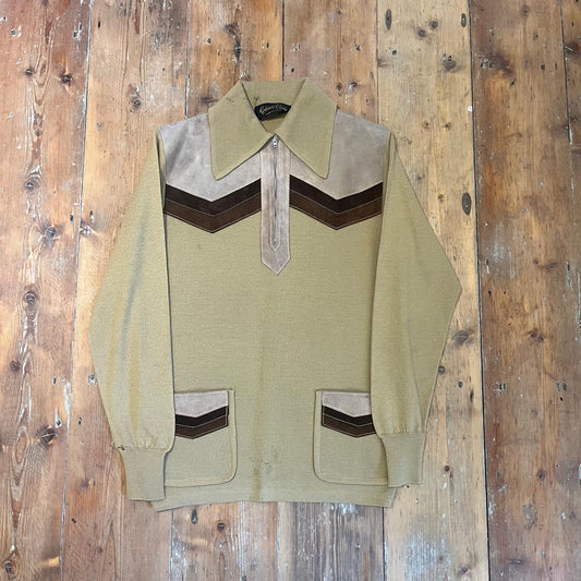 1960s 1970s 'Roberto Carlo' Suede Knitted Cardigan Jumper 'Yardi Cardi'