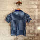 1960s 1970s Blue Patterned Dead Stock Polo Shirt Top