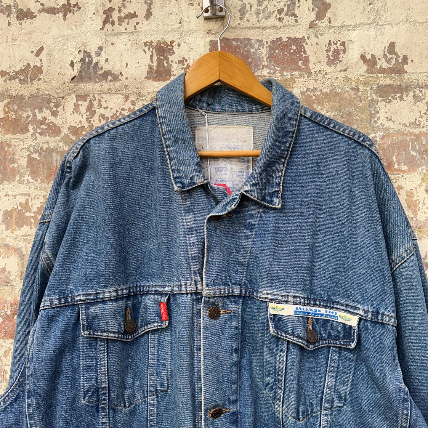 1990s Blue Denim Print Jacket