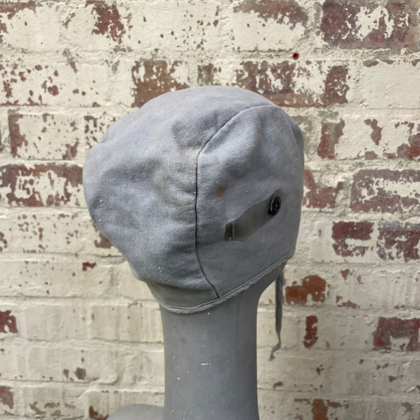 Vintage 1970s 1980s Grey Cotton Flight Cap Hat
