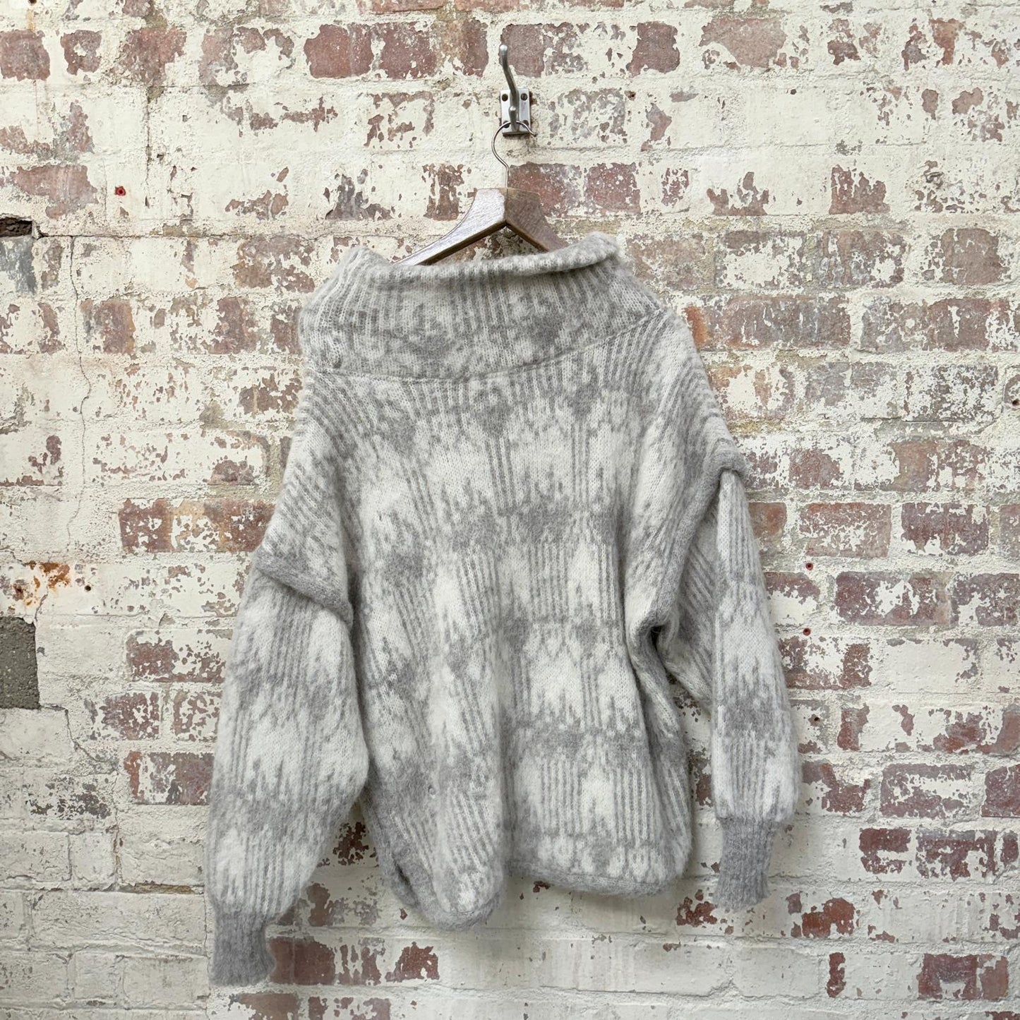 1970s Eider Grey Wool Knitted Roll Neck Jumper