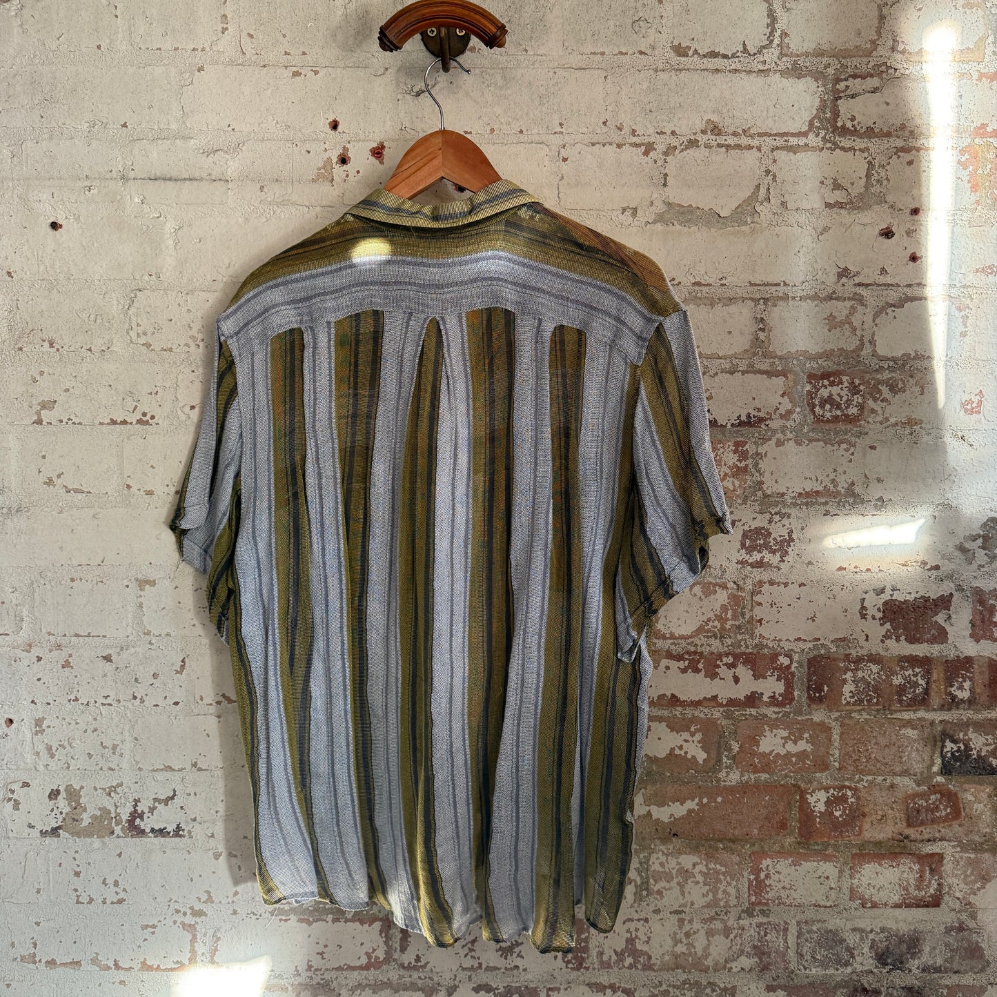 1970s Unusual Linen Ellesse Striped Shirt