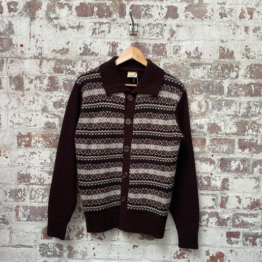Vintage 1970s 1980s Brown Knitted Cardigan Jumper