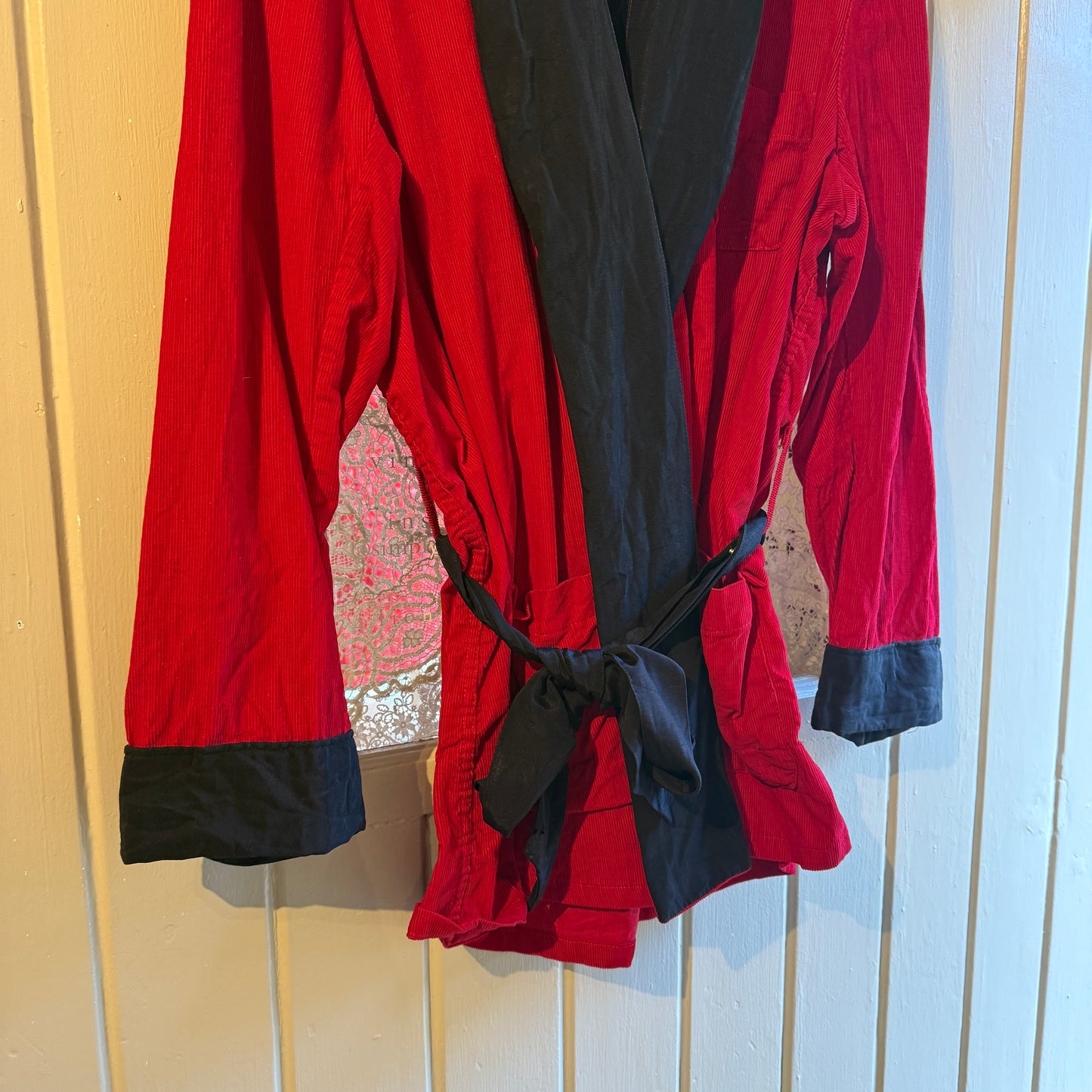 1960s Red Campus Corduroy Smoking Jacket