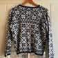 1970s Navy Patterned Knitted Jumper