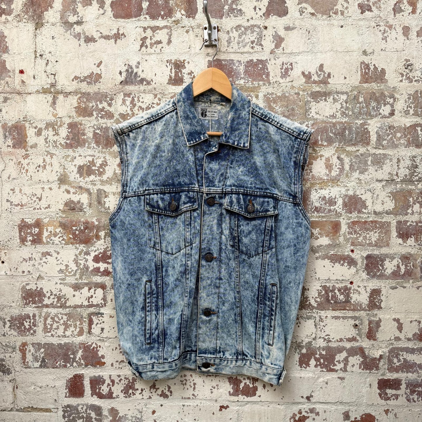 1970s Blue Take Six Denim Sleeveless Jacket