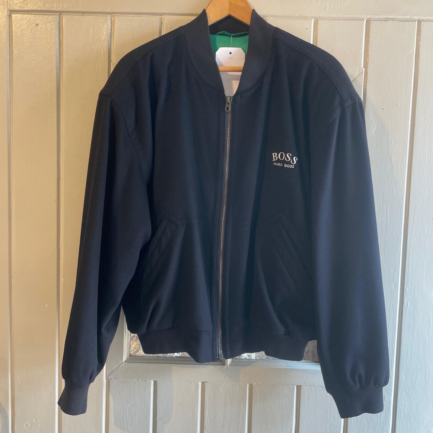 1980s Black 100% Cashmere Hugo Boss Bomber Jacket