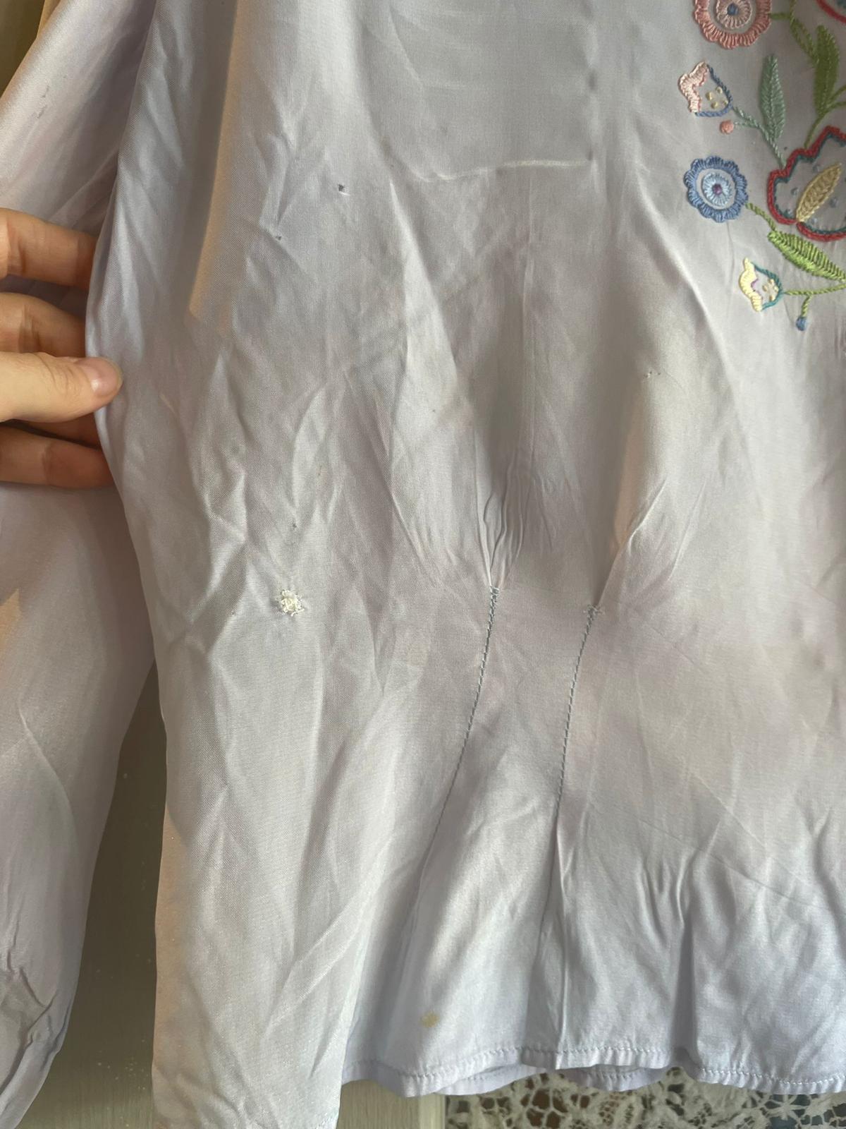 1940s White Embroidered Boohoo Blouse Shirt