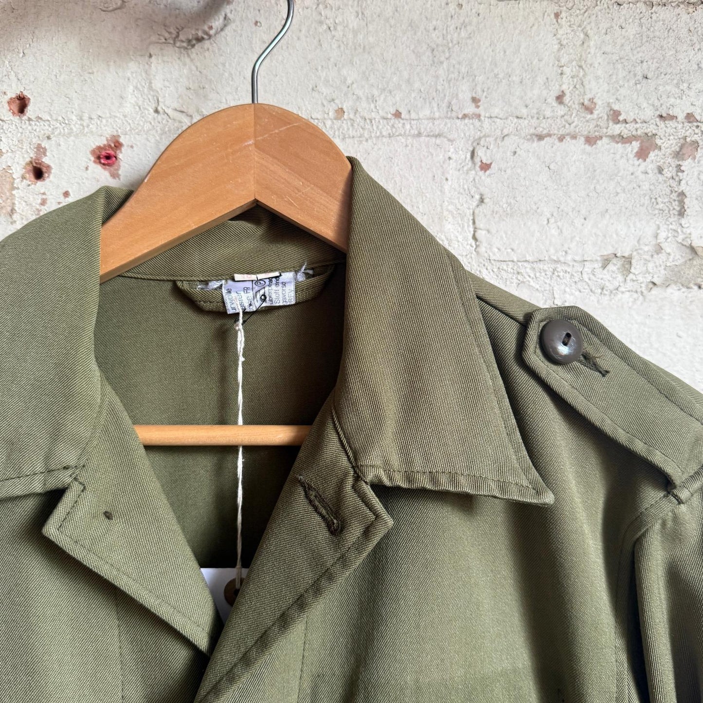 1970s Khaki Military Button Shirt Jacket