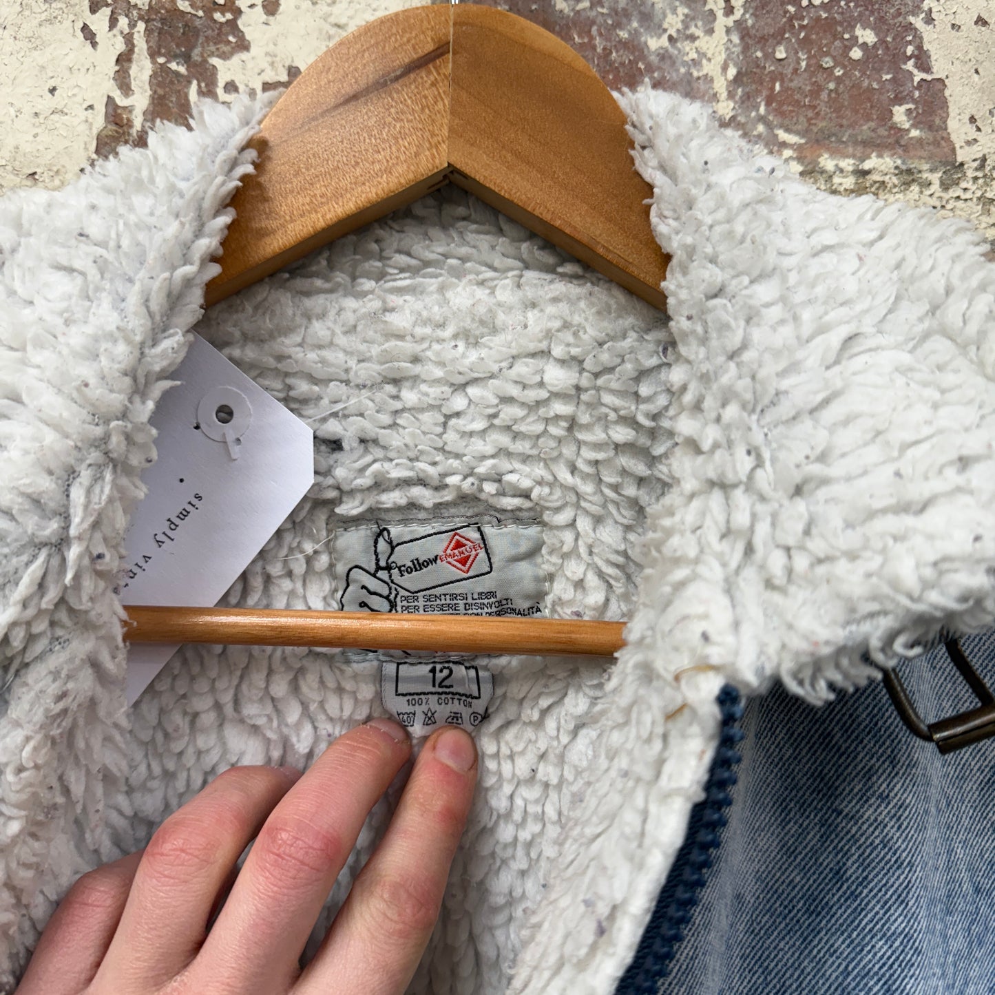 1980s Acid Wash Sherpa Lined Denim Jacket