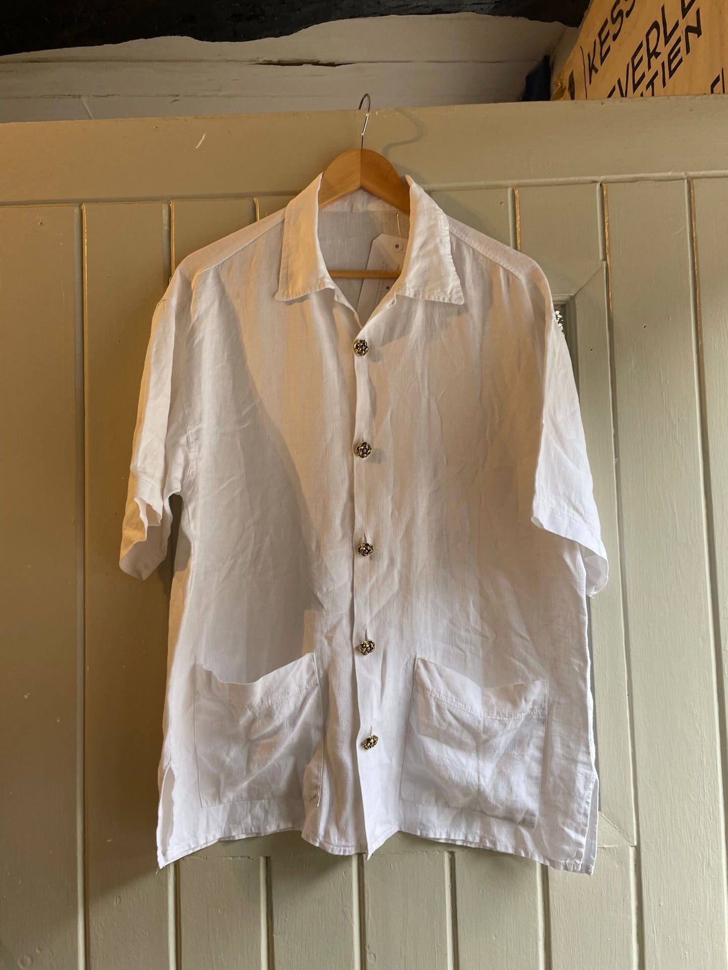 1960s White Linen Italian Leisure Shirt