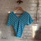 1970s Blue Knitted Blouse Vest Top